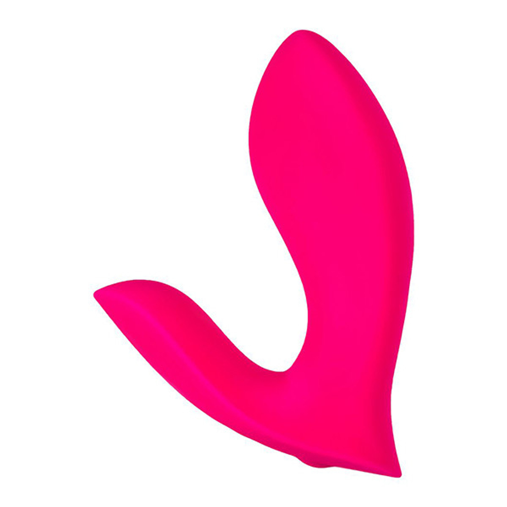 Розовый силиконовый двойной вибратор 10,1см с управлением через приложение Lovense Flexer Insertable Double Panty Vibrator LE-25