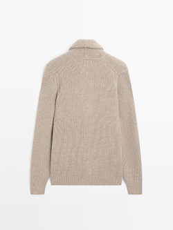 Massimo Dutti Вязаный кардиган, светло-бежевый