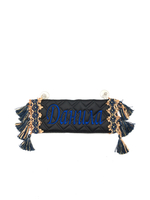 Карман Данила (черный с синей вышивкой, экокожа)