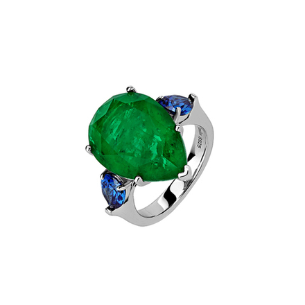 Кольцо Ermolov капля изумруд/синий