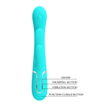 Бирюзовый вибратор-кролик 22,2см с дополнительным язычком Pretty Love Triple Rabbit Multifuncional Vibrador BW-500041-1