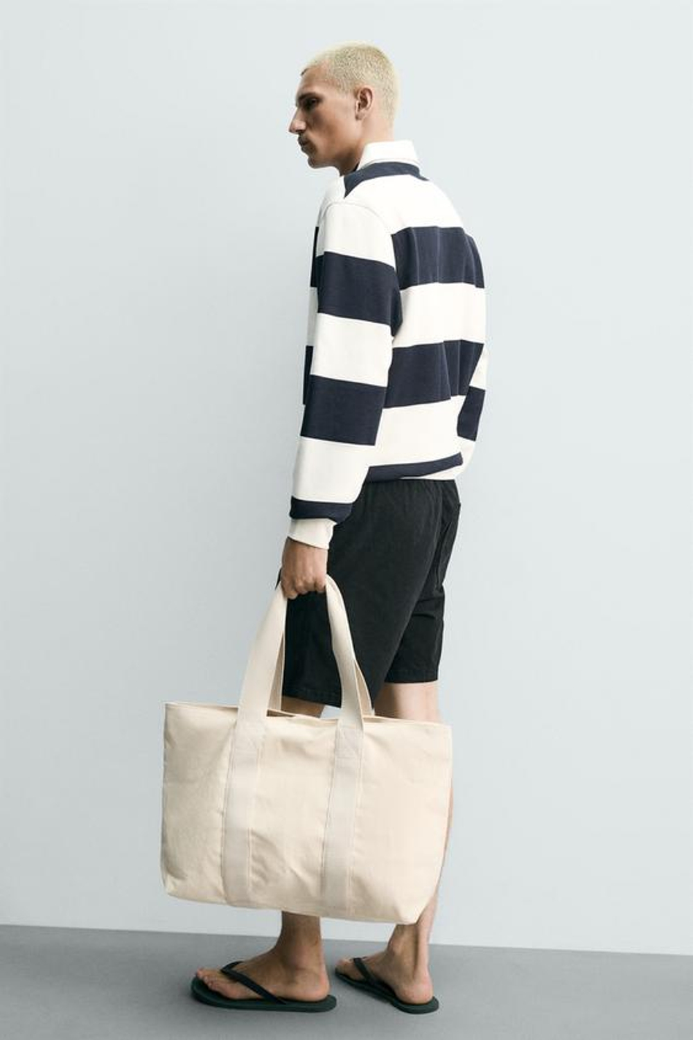 ZARA ШОРТЫ ИЗ ТВИЛА RELAXED FIT, ЧЕРНЫЙ