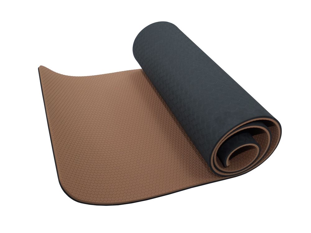 Коврик для йоги 10 мм двухслойный TPE черно-кофейный