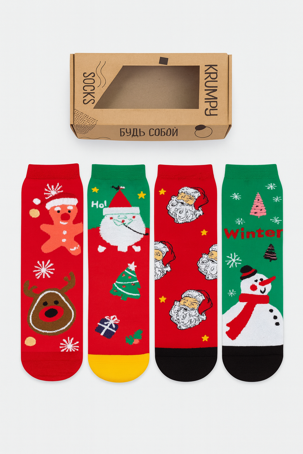 Носки НГ комплект 4 пары, р.35-40 "New Year's magic"