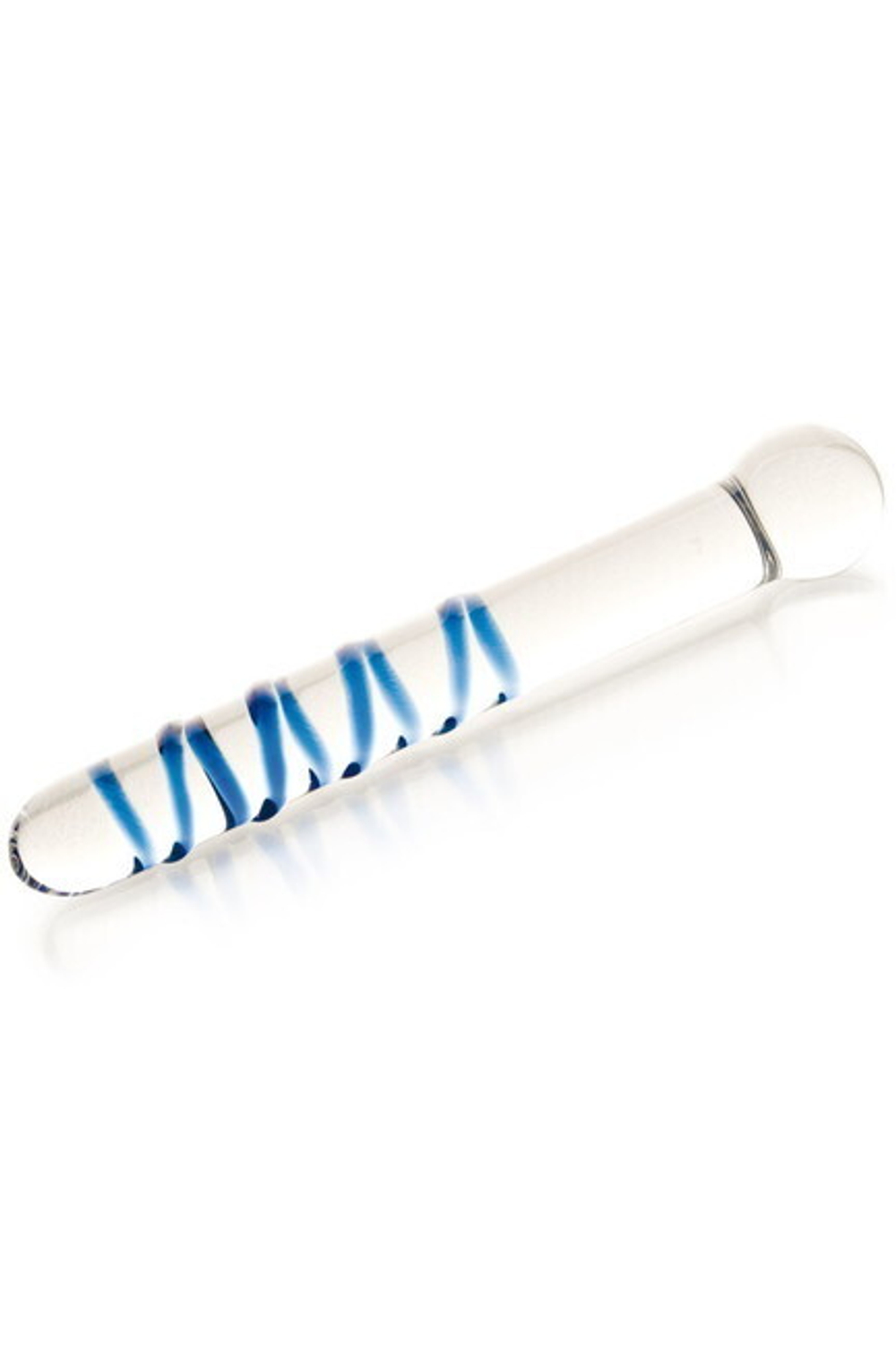 Двойной стимулятор из стекла (Цвет: прозрачный с синим)