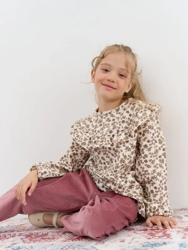 Блузка фланелевая с объемными рукавами 