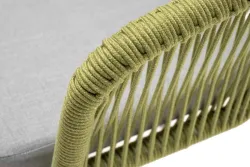 "Марсель" стул плетеный из роупа, каркас алюминий светло-серый (RAL7035) муар, роуп салатовый меланж круглый, ткань светло-серая