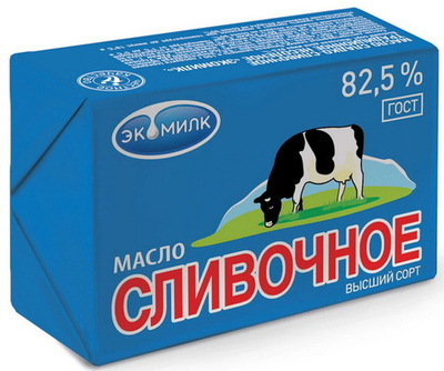 Масло сливочное, 82,5%, Экомилк, 0,18