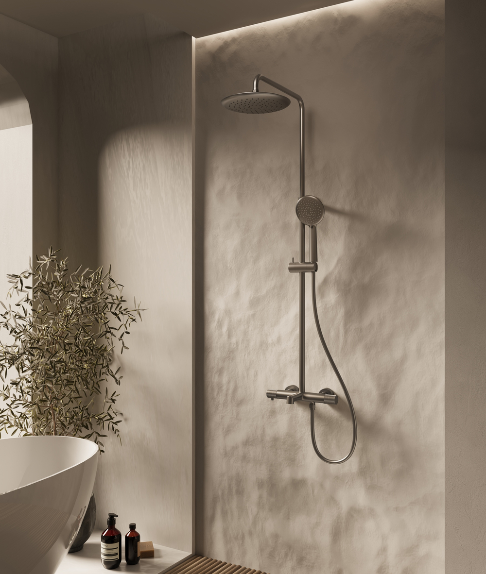 Душевая стойка Vincea Desire VSFS-1D1TGM термостатическая, вороненая сталь