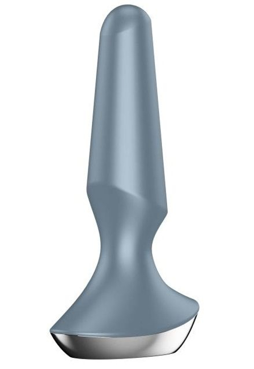 Серая анальная пробка с вибрацией Satisfyer Plug-ilicious 2 - 14 см.