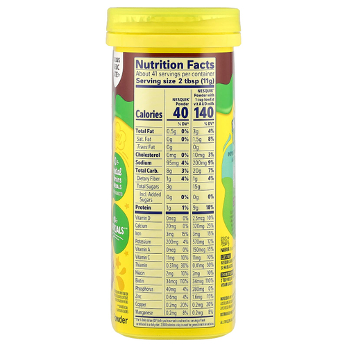 Nesquik, Nestle Powder, какао-порошок с шоколадным вкусом, без добавления сахара, 453,5 г (16 унций)