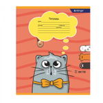 Тетрадь 12л., клетка, Alingar, скрепка, блок офсет, 100% белизна, мелованный картон (стандарт), "Котики"