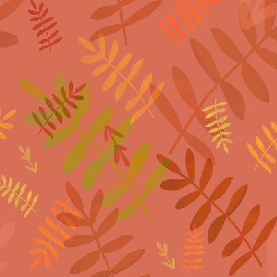 листья на розовом