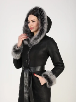 Дубленка зимняя натуральная с капюшоном длинная и теплая