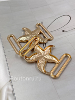 Пряжка-брошь морская звезда для купальника золотистая металлическая