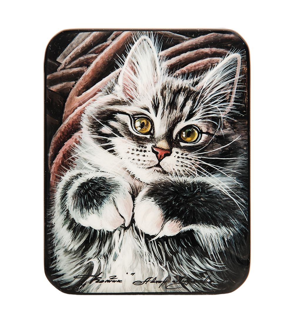 Народные промыслы ШК-55/167-A Шкатулка «Котик» исп. Лидяева