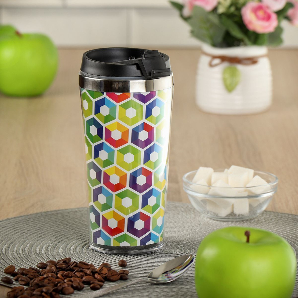 Термокружка 0.42 л, Daniks, Графика, колба нерж сталь, FD-06-15