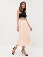 Юбка весенняя, бежевая, атласная, на резинке