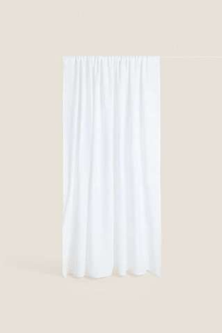 ZARA HOME XL ЛЬНЯНАЯ ЗАНАВЕСКА, БЕЛЫЙ