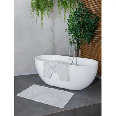 Комплект ковриков для ванной и туалета My Crystal серия Gold 50*60см, 60*100см светло-серый, папоротник