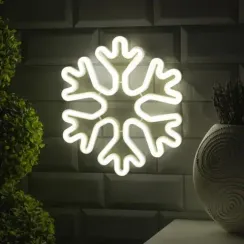 Неоновая вывеска Снежинка 30 см., батарейки ААх3, USB, белый, Luazon Lighting (7989805)