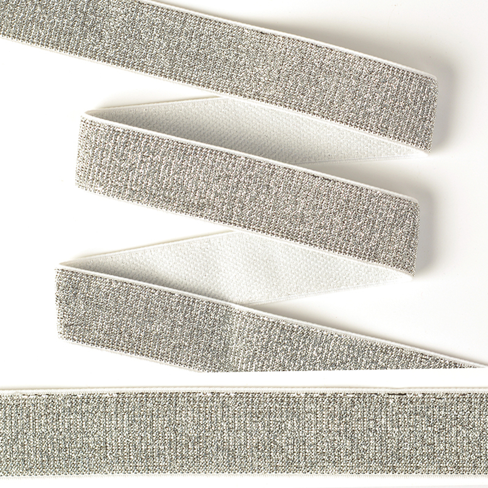 Резинка TBY тканая 30 мм метал. ET.30WHS бел./серебро