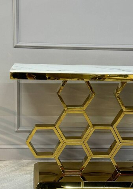 Стол-консоль Ist Casa Фьюжн, 120х40х78 см, жемчужный белый, золотой