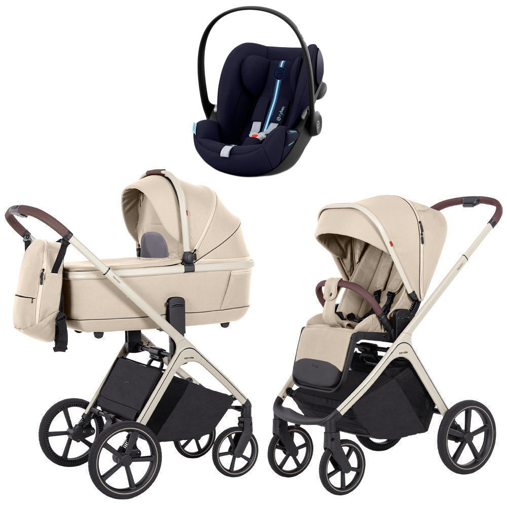 Коляска Carrello Vector CRL-6550 и автокресло Cybex Cloud G i-Size Ocean Blue Plus 3 в 1 Seashell Beige