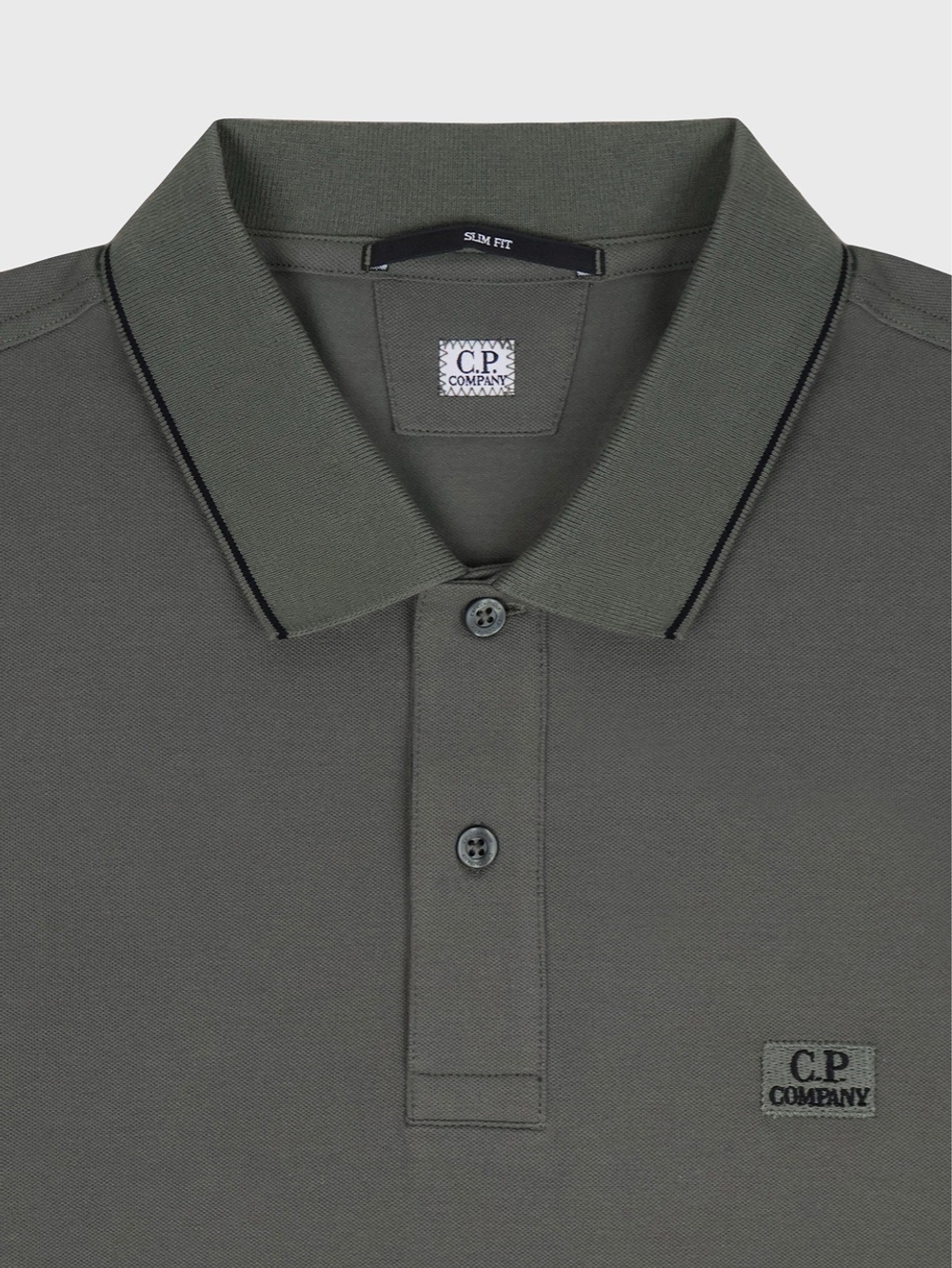 Поло с длинным рукавом C.P. Company Stretch Piquet Slim Line Dark Green