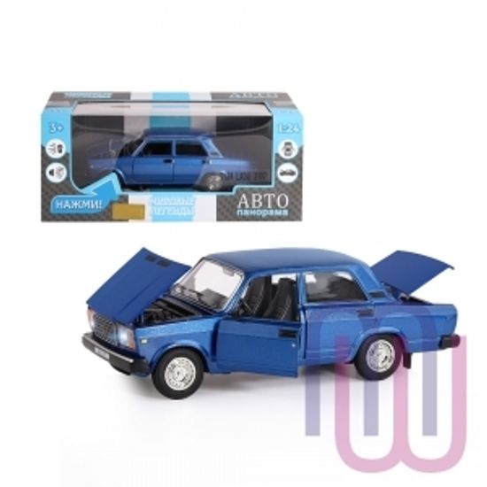 Модель машины ТМ АВТОПАНОРАМА 1/24 ВАЗ 2107, синий (свет, звук) JB1200158