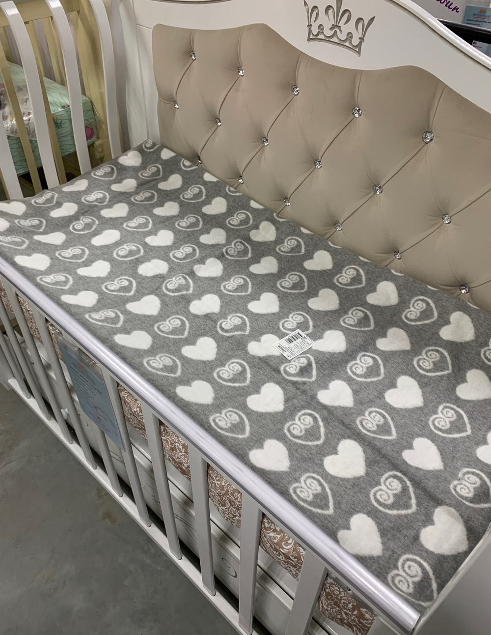 Одеяло х/б байк. детское арт. 57-5ЕТОЖ разм.140*100 серый сердечки