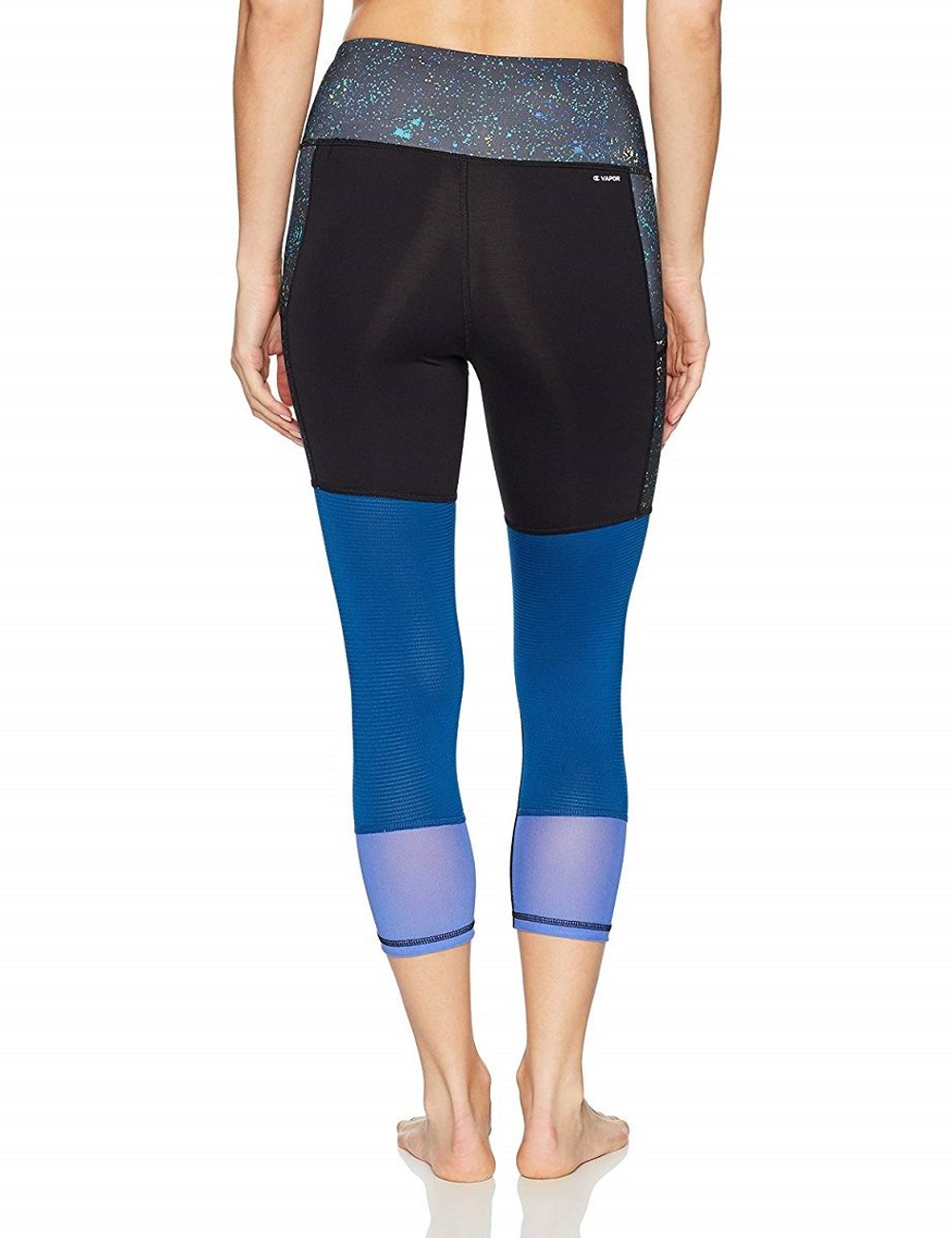 Облегающие эластичные капри с эффектом циркуляции воздуха (Размер: S) (Цвет: черный с синим)