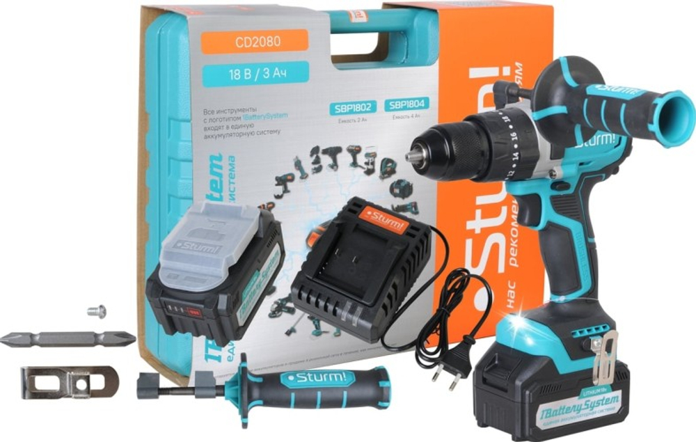 Дрель-шуруповерт аккумуляторная Sturm CD2080
