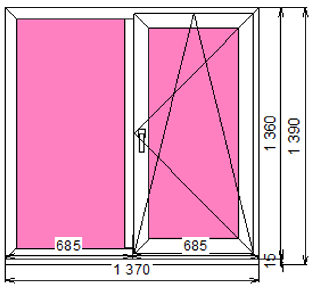 Пластиковое окно 1360 х 1370 ТермА Эко
