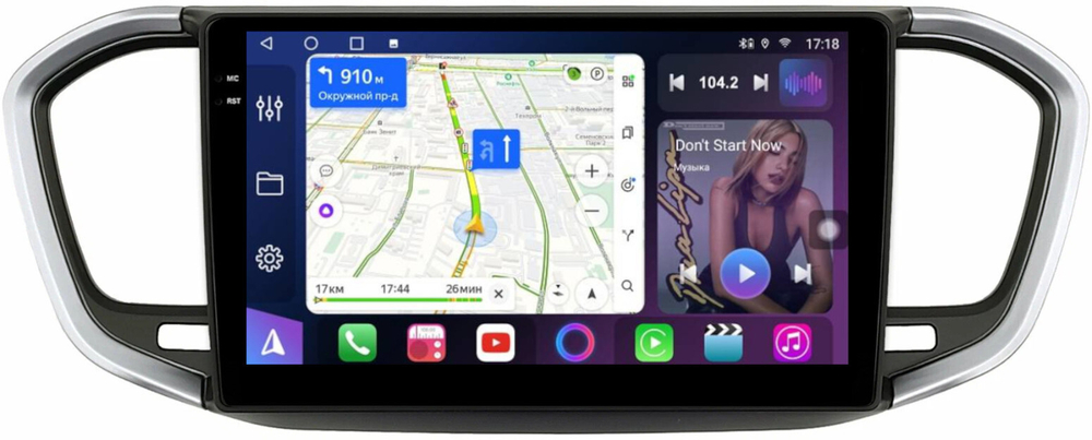 Магнитола для Lada Vesta NG 2023+ (ШГУ, рамка серебристо-черная) - FarCar BM9-7289B9S монитор 9.5" QLED на Android 14, TS10, 4+32Гб, CarPlay, 4G SIM-слот