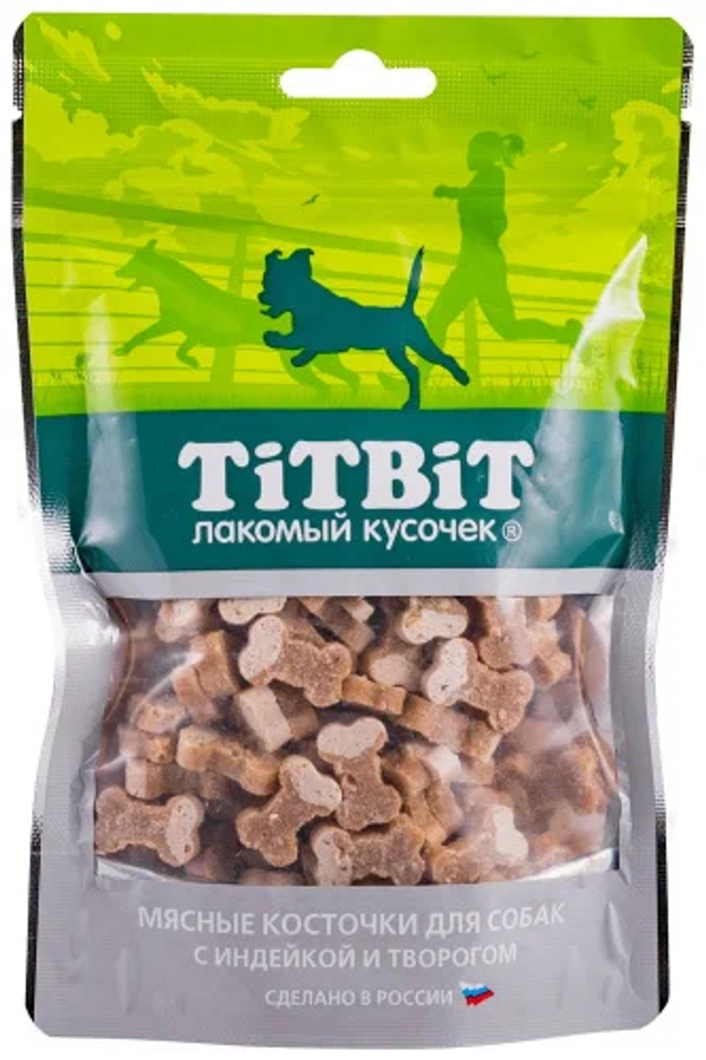 Лакомство для собак Косточки мясные с индейкой и творогом, 145г ТитБит
