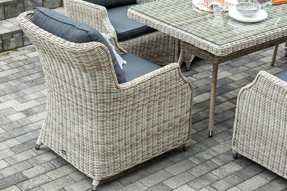 "Неаполь" обеденная группа плетеная из искусственного ротанга, цвет соломенный