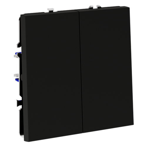 Проходной переключатель встраиваемый VOLTUM S70 двухклавишный 10А, (черный матовый)