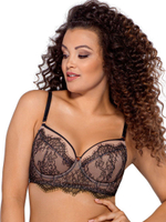 Кружевной бюстгальтер пуш-ап с широким поясом (Размер: 75B) (Цвет: черный)