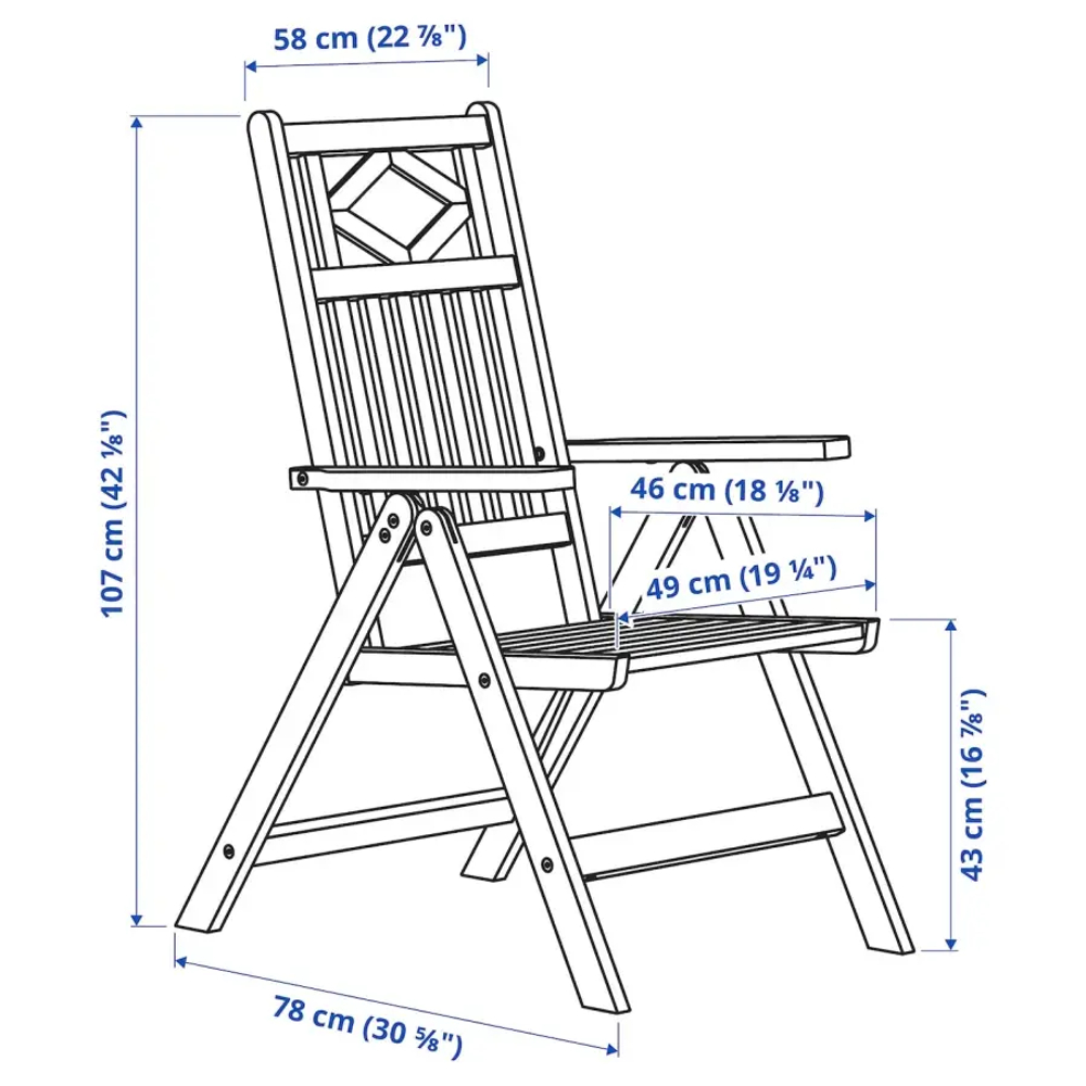 Садовое кресло - BONDHOLMEN IKEA/  БОНДХОЛЬМЕН ИКЕА,  107х58 см, белый