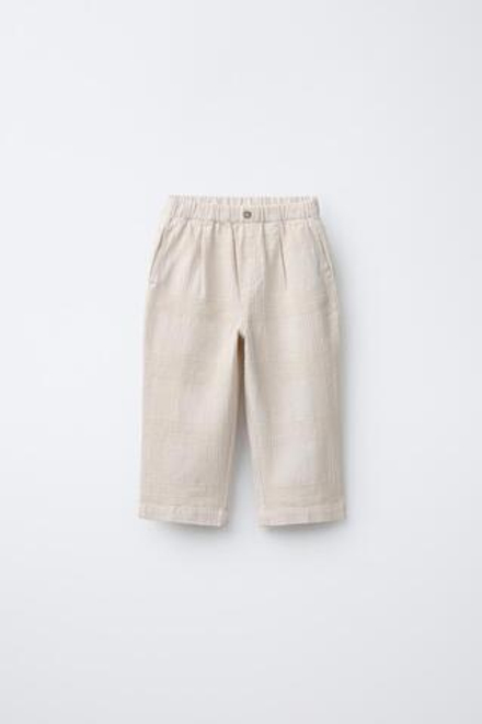 ZARA БРЮКИ ИЗ РЕЛЬЕФНОЙ ТКАНИ, ЭКРЮ