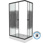 Душевой уголок Niagara Eco 100х80 NG-018-14Q BLACK профиль Черный стекло прозрачное с рисунком