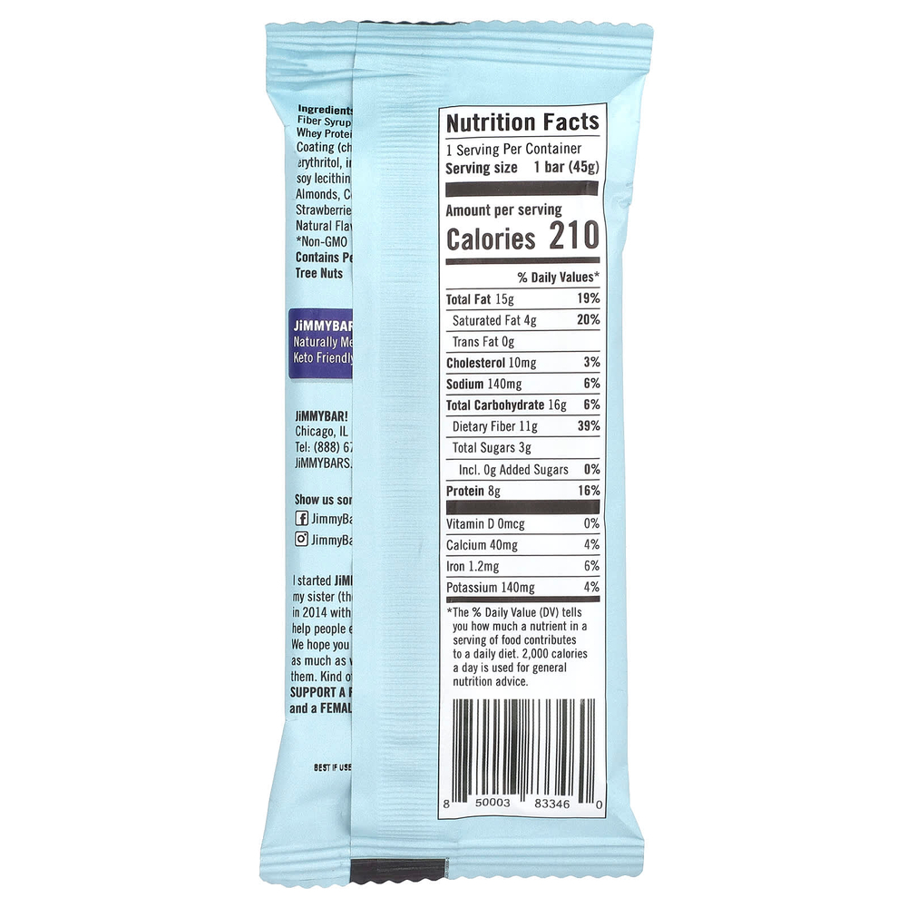 JiMMY!, Be Lean, полезные батончики, протеиновый батончик, клубника и орех, 12 батончиков, 45 г (1,59 унции)