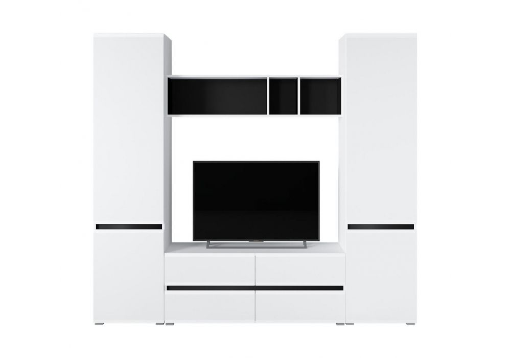 Модульная гостиная Сейдиль белый премиум / черный / белый глянец комплектация 2