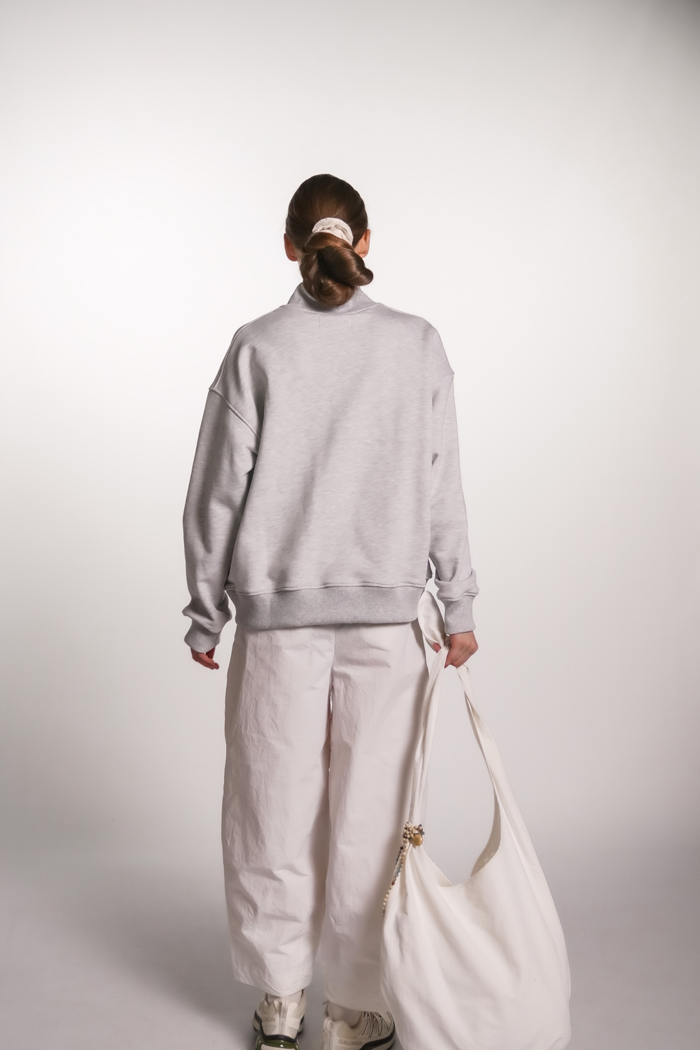 Олимпийка Zoe из светло-серого футера меланж, без начеса