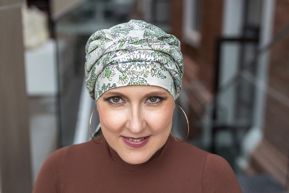 Тюрбан Эмма Лен, шапочка с лентами,  зеленый пейсли