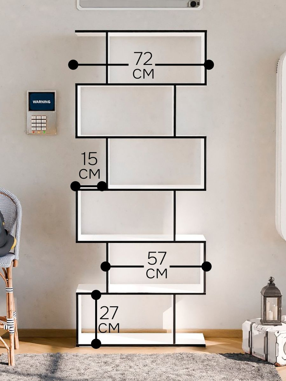 Стеллаж, 72х24х174, Марм, напольный, для игрушек, для книг, белый, Dipriz