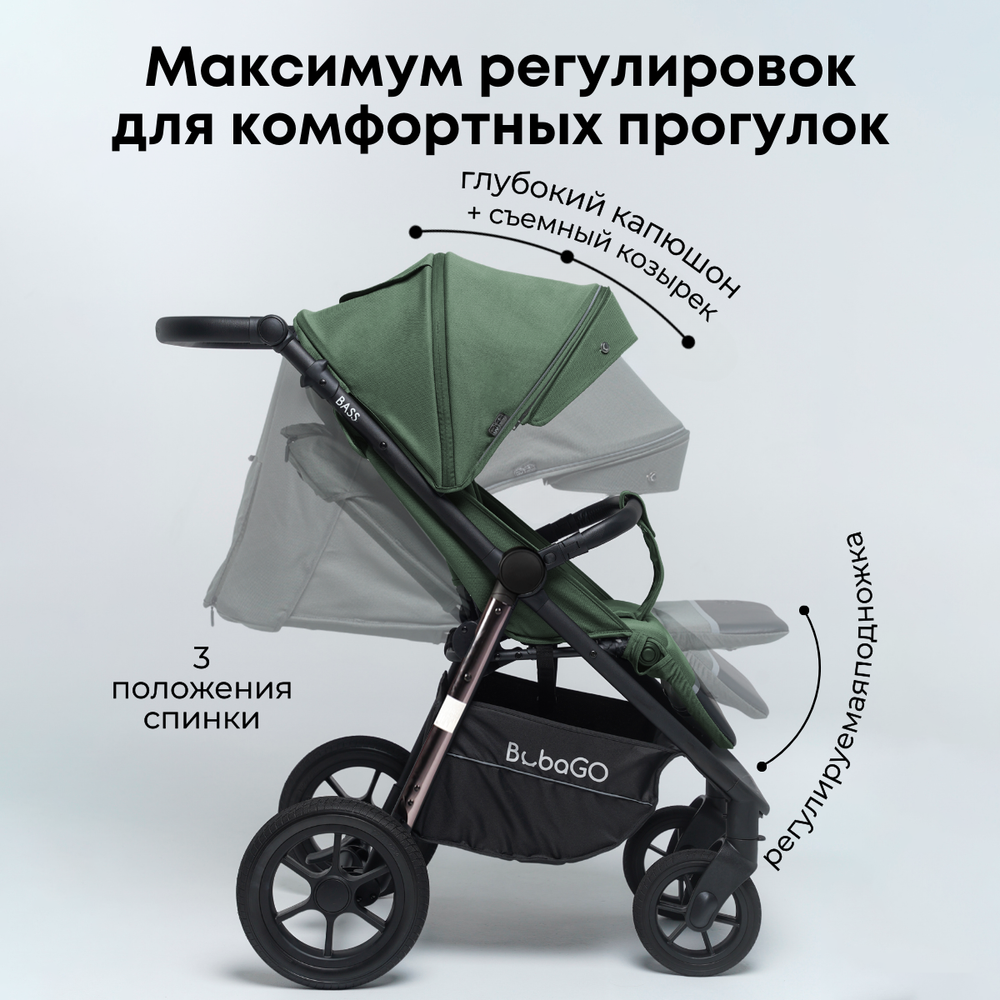 Коляска детская прогулочная BubaGo арт.BG 133-CH-2 MODEL BASS color/ цвет Green/ Зеленый