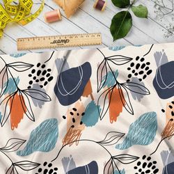 Ткань муслин цветочный контур