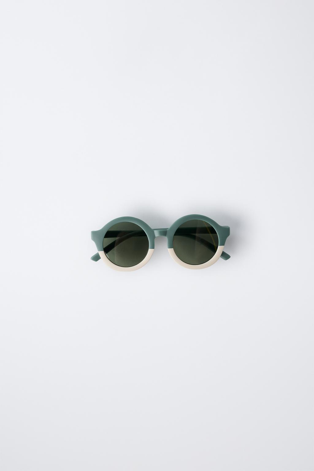 ZARA СОЛНЦЕЗАЩИТНЫЕ ОЧКИ В КРУГЛОЙ ОПРАВЕ, ЗЕЛЕНЫЙ/ЭКРЮ